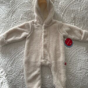Magnetic Me 0-3m Cozy Cream Hooded Baby One Piece - NWT